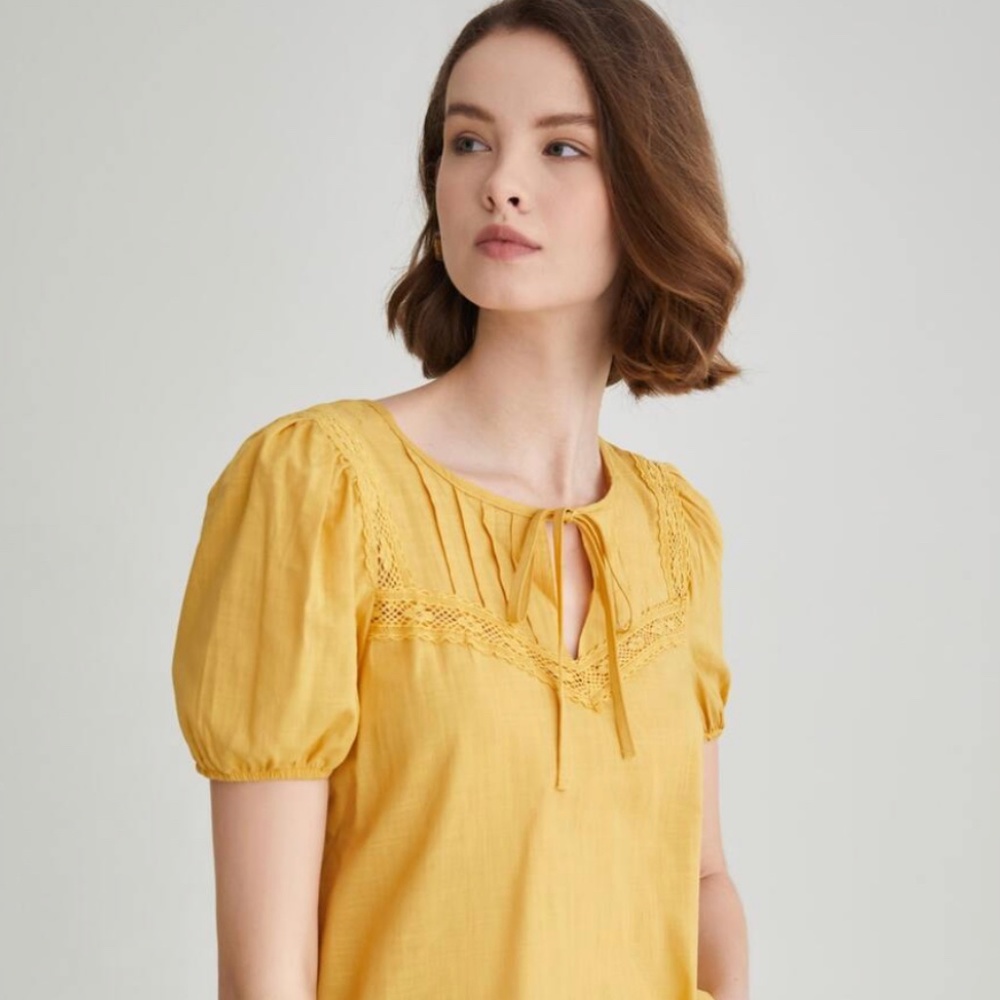 Mustard Drawstring Top sz M
